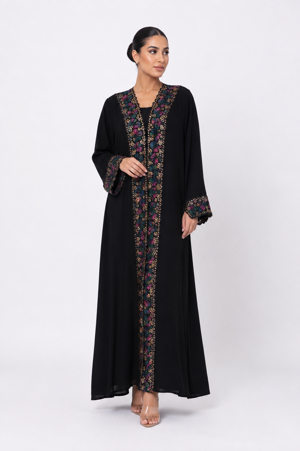 C 2631 Black Truffle Lace Abaya