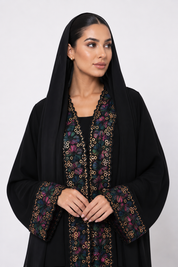 C 2631 Black Truffle Lace Abaya
