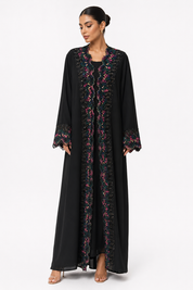 C 2632 Black Truffle Lace Abaya