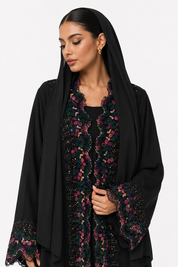 C 2632 Black Truffle Lace Abaya