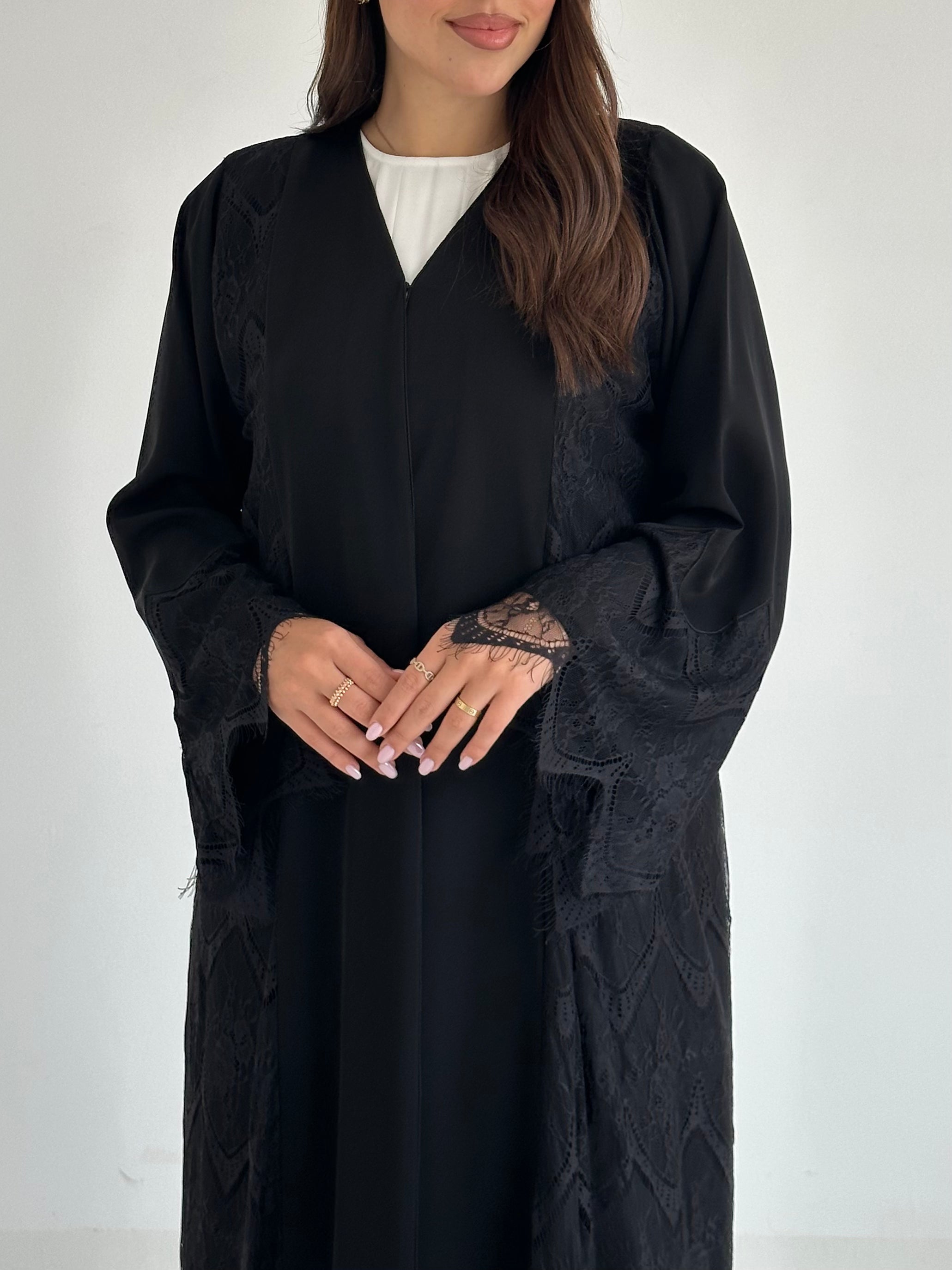 C 2635 Black Lace Abaya