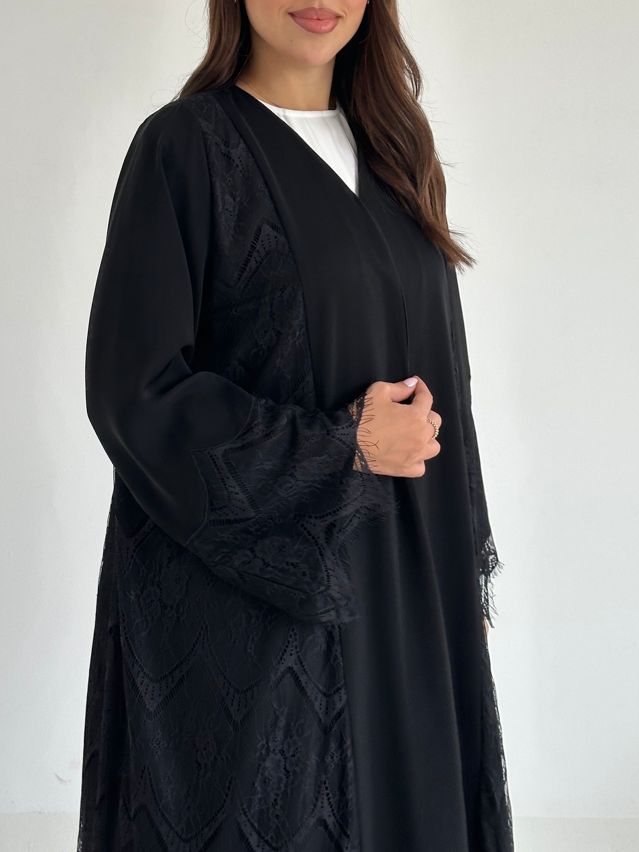 C 2635 Black Lace Abaya