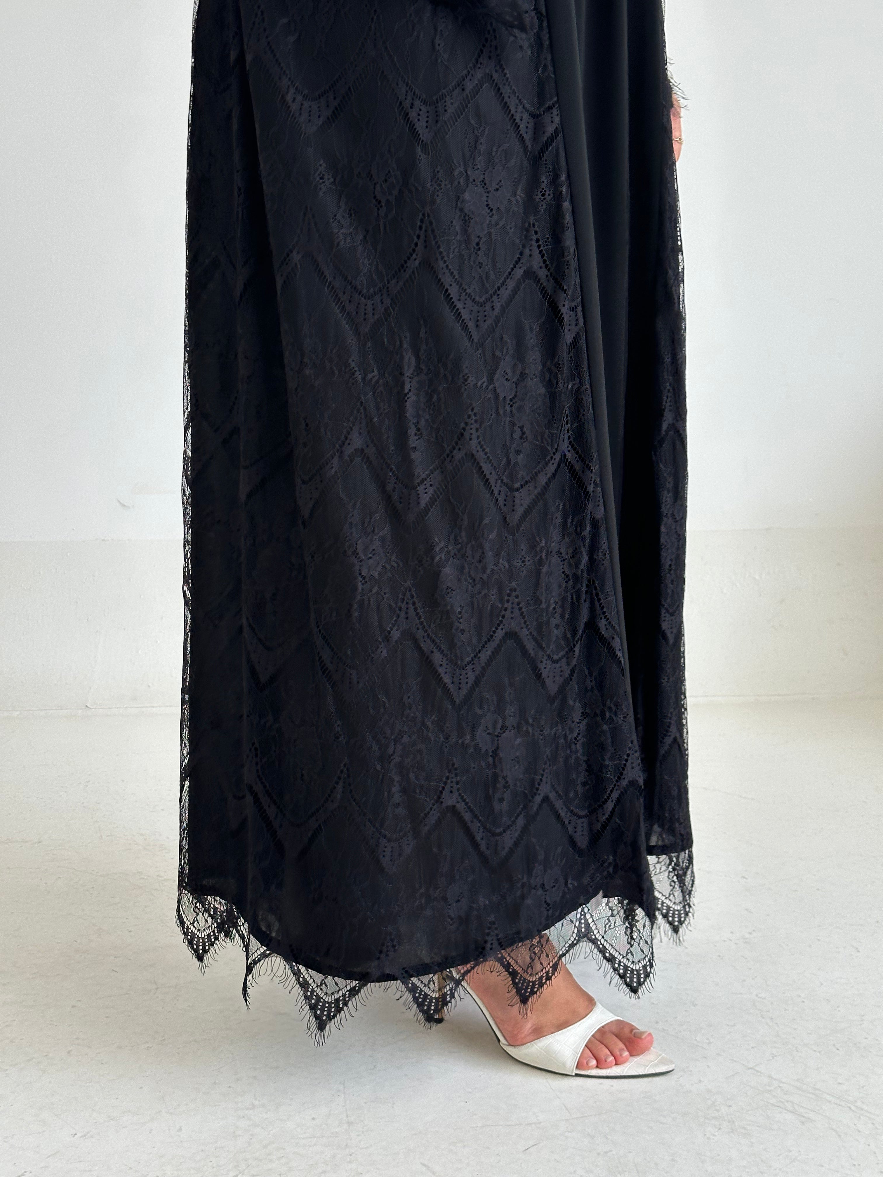 C 2635 Black Lace Abaya