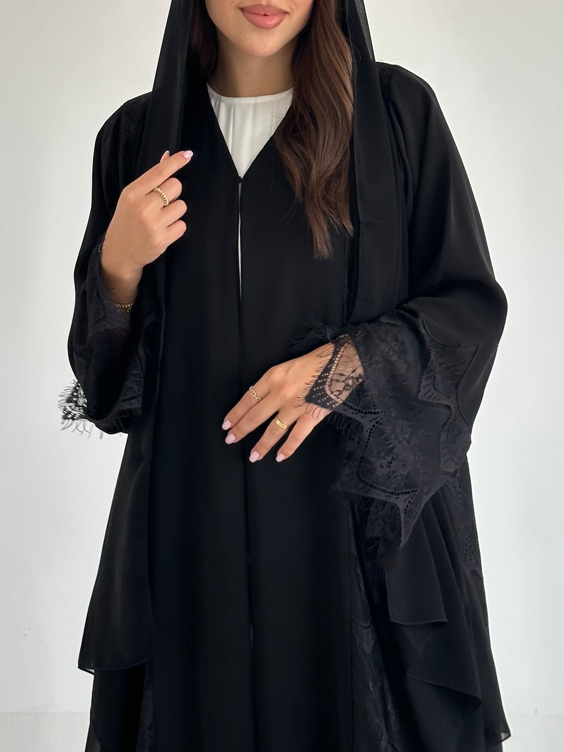 C 2635 Black Lace Abaya