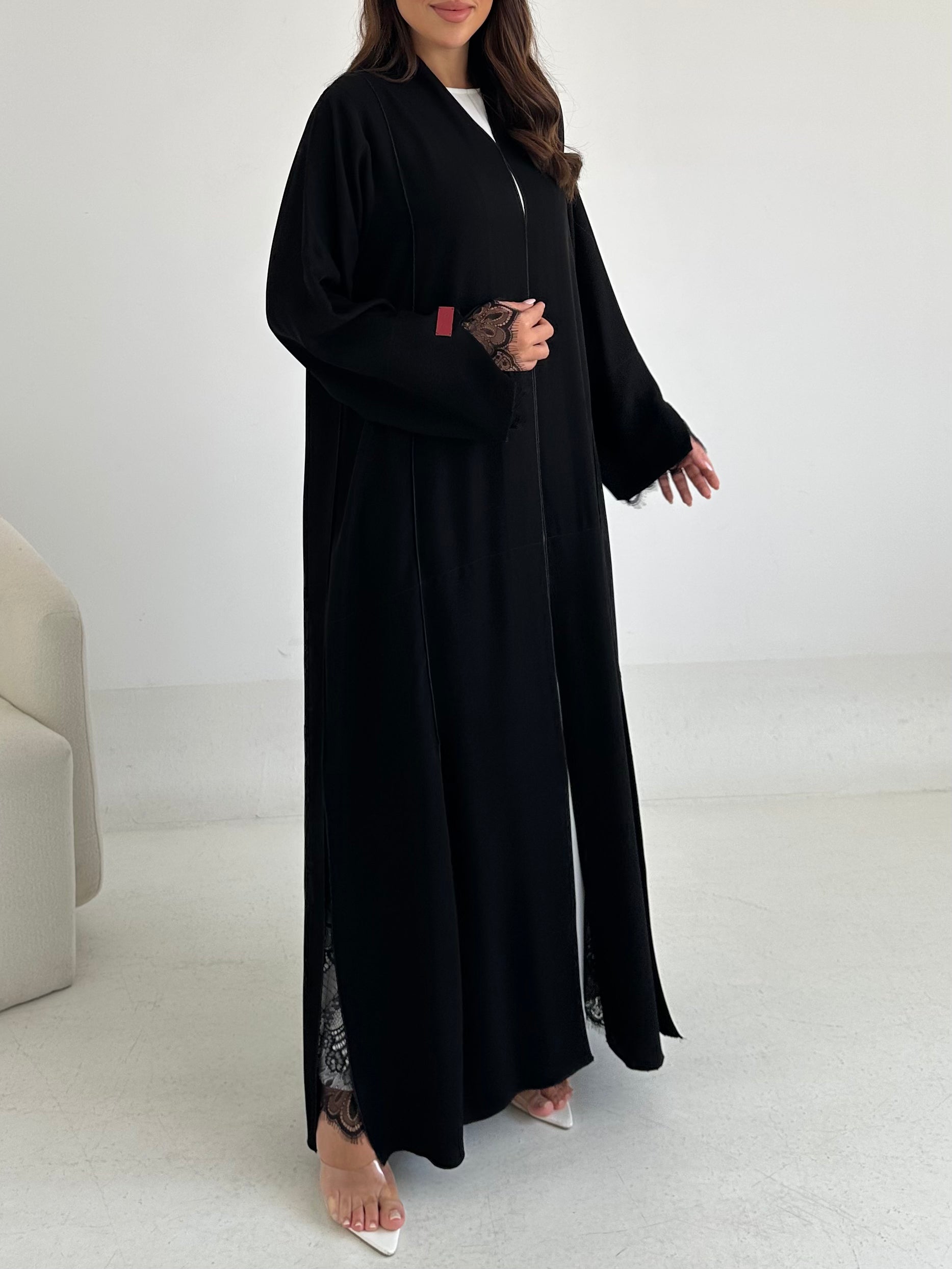 C 2636 Black Lace Abaya