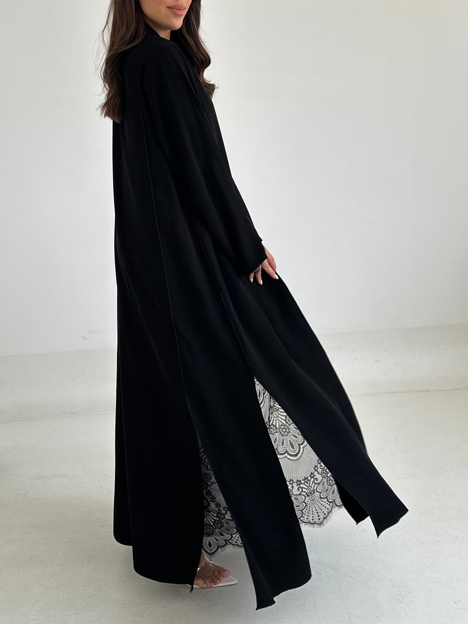 C 2636 Black Lace Abaya