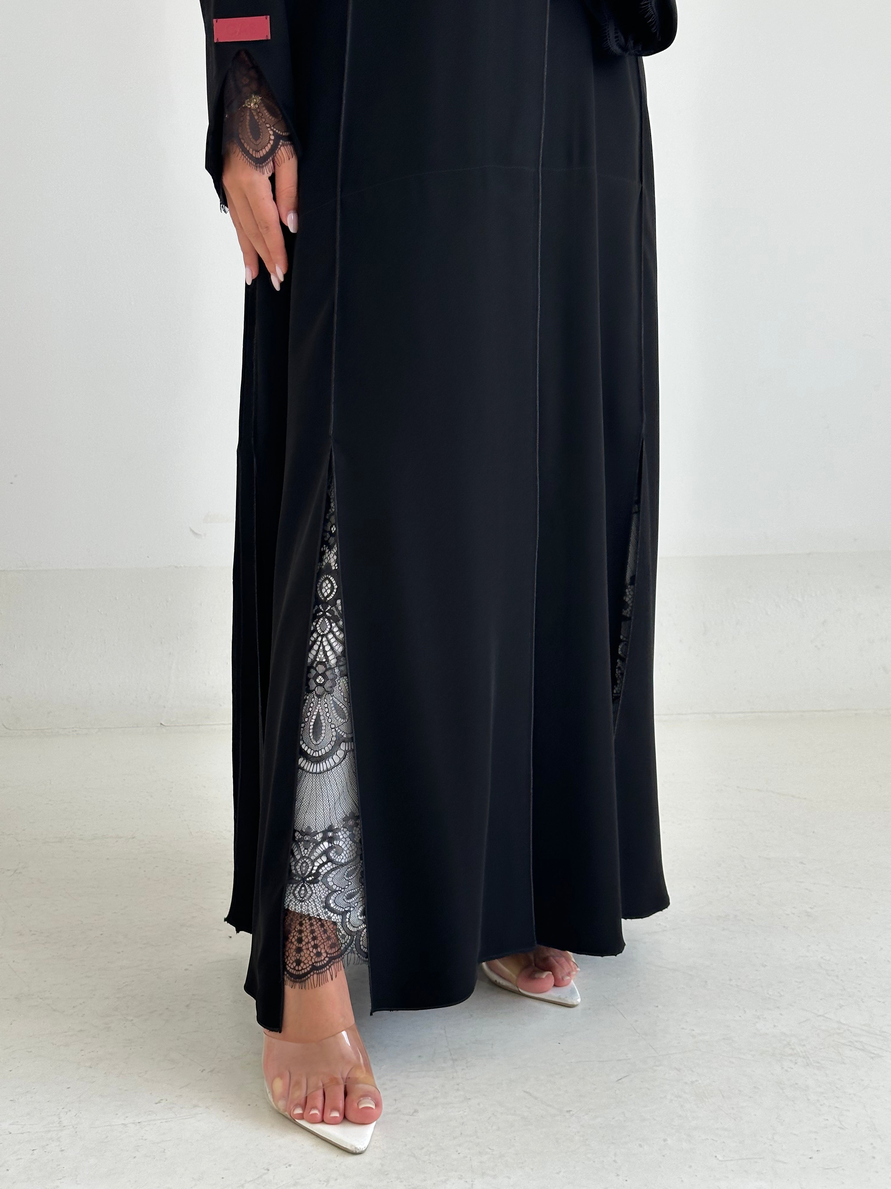 C 2636 Black Lace Abaya