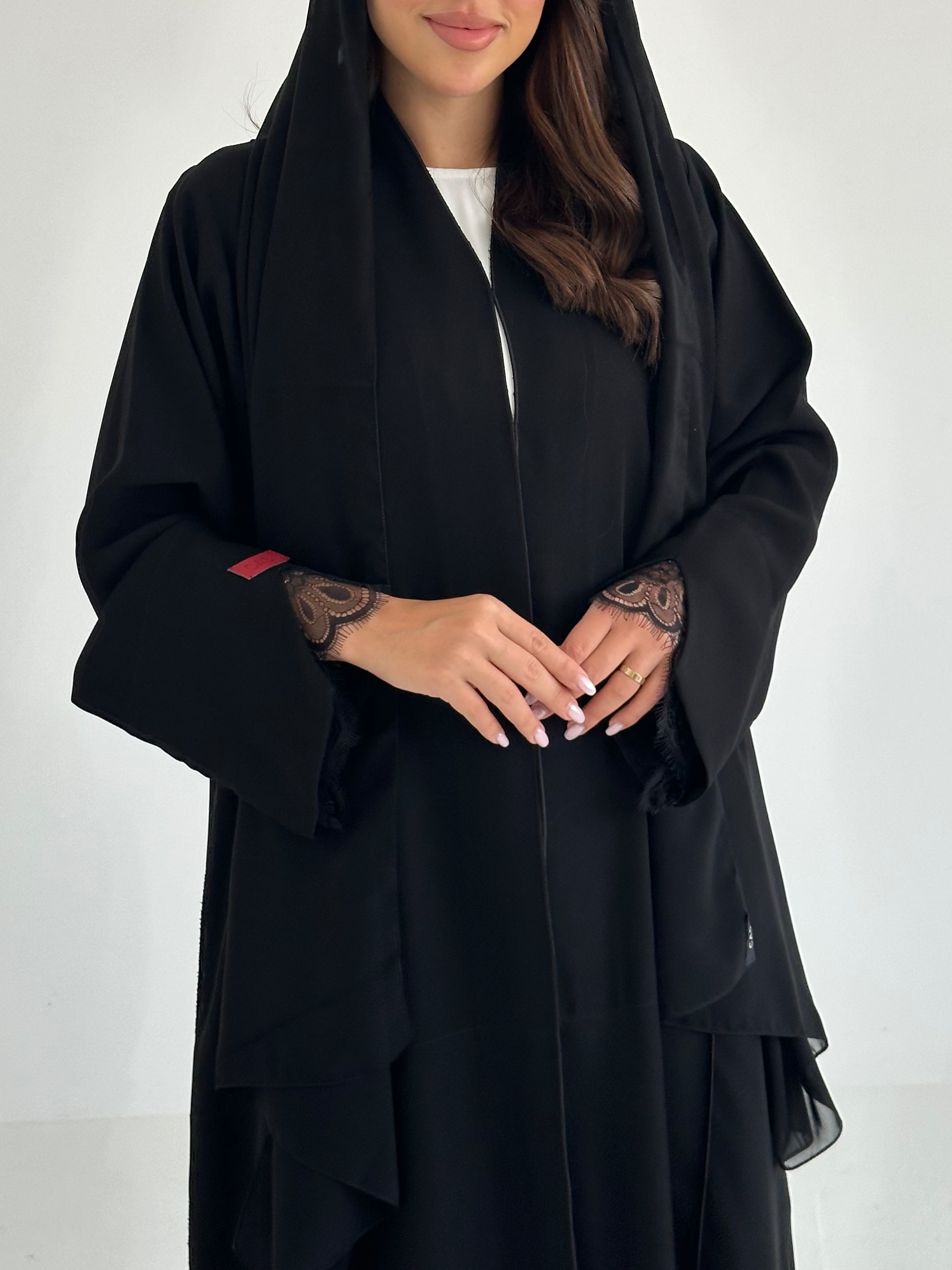 C 2636 Black Lace Abaya