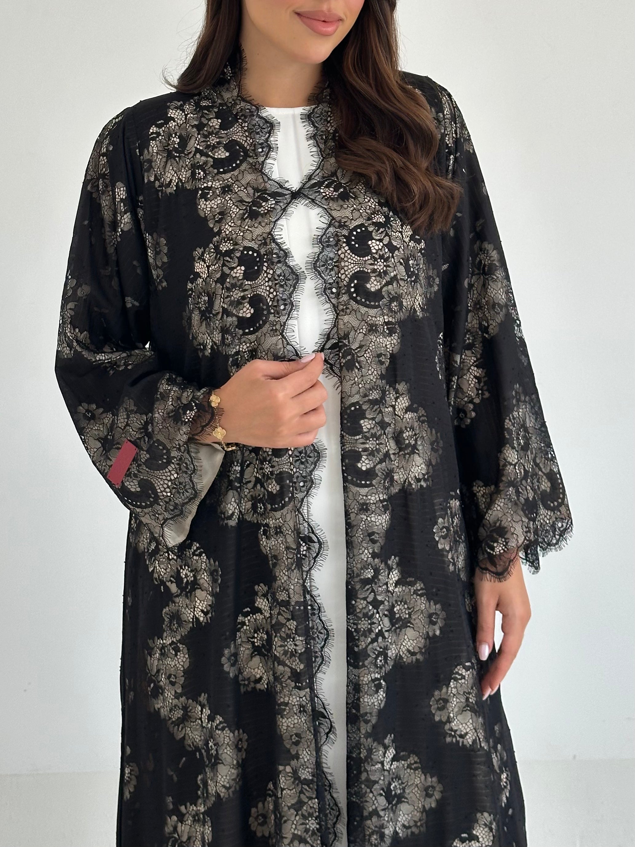 C 2637 Black Dantel Abaya
