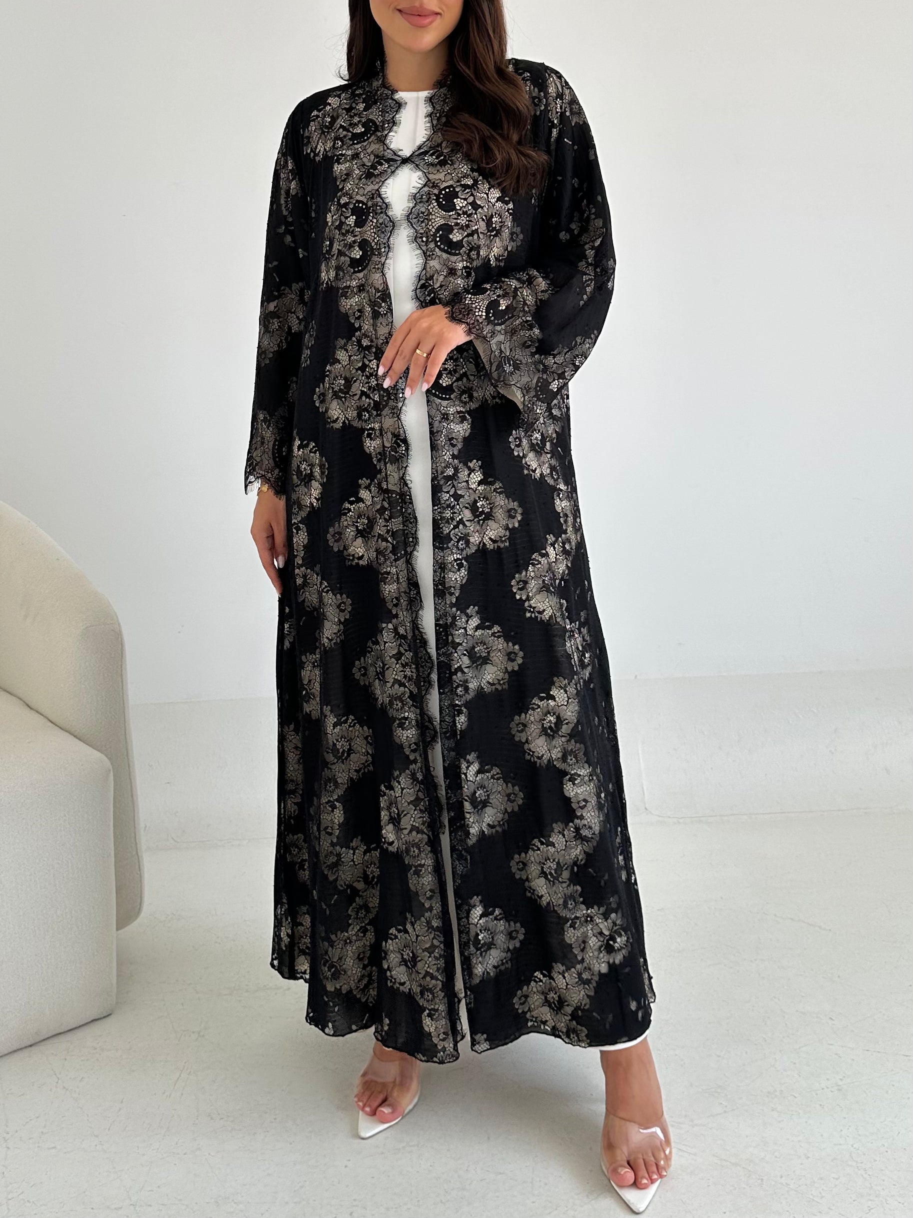 C 2637 Black Dantel Abaya