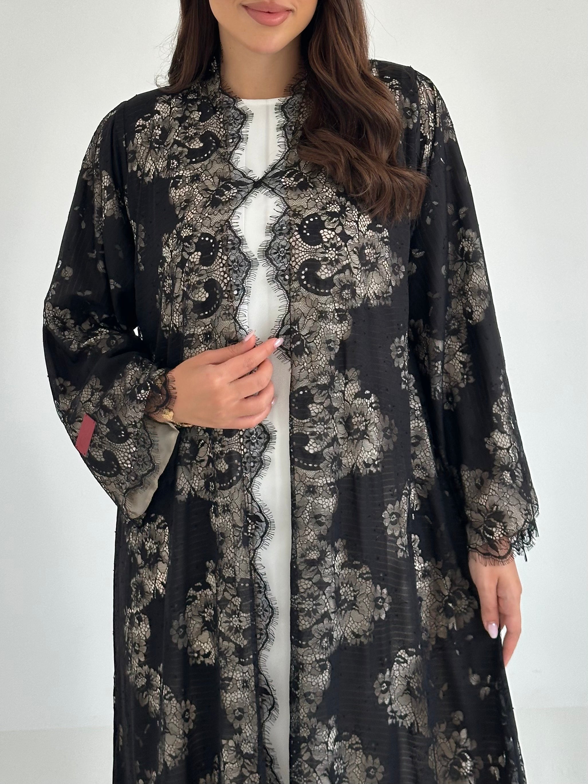 C 2637 Black Dantel Abaya