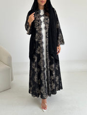 C 2637 Black Dantel Abaya