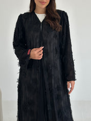 C 2640 Black Beaded Dantel Abaya
