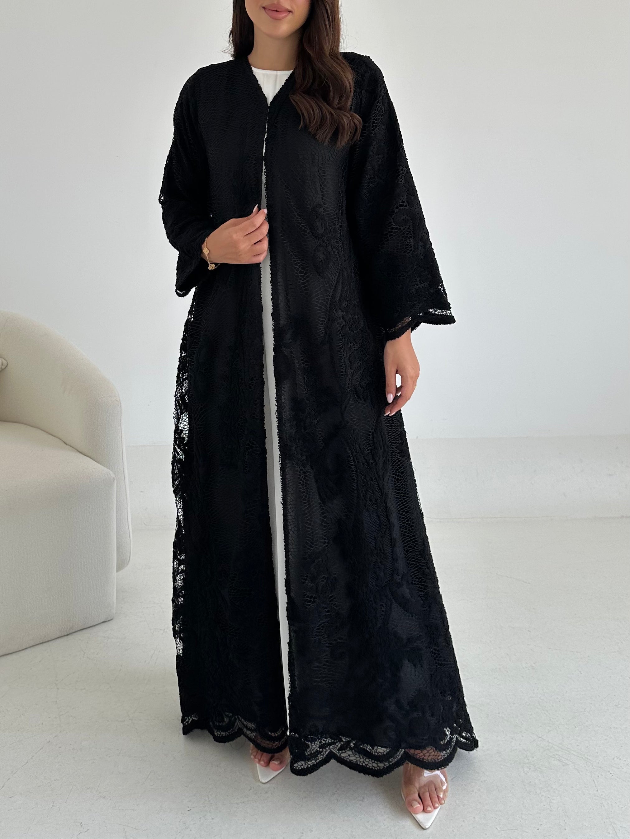 C 2641 Black Dantel Abaya