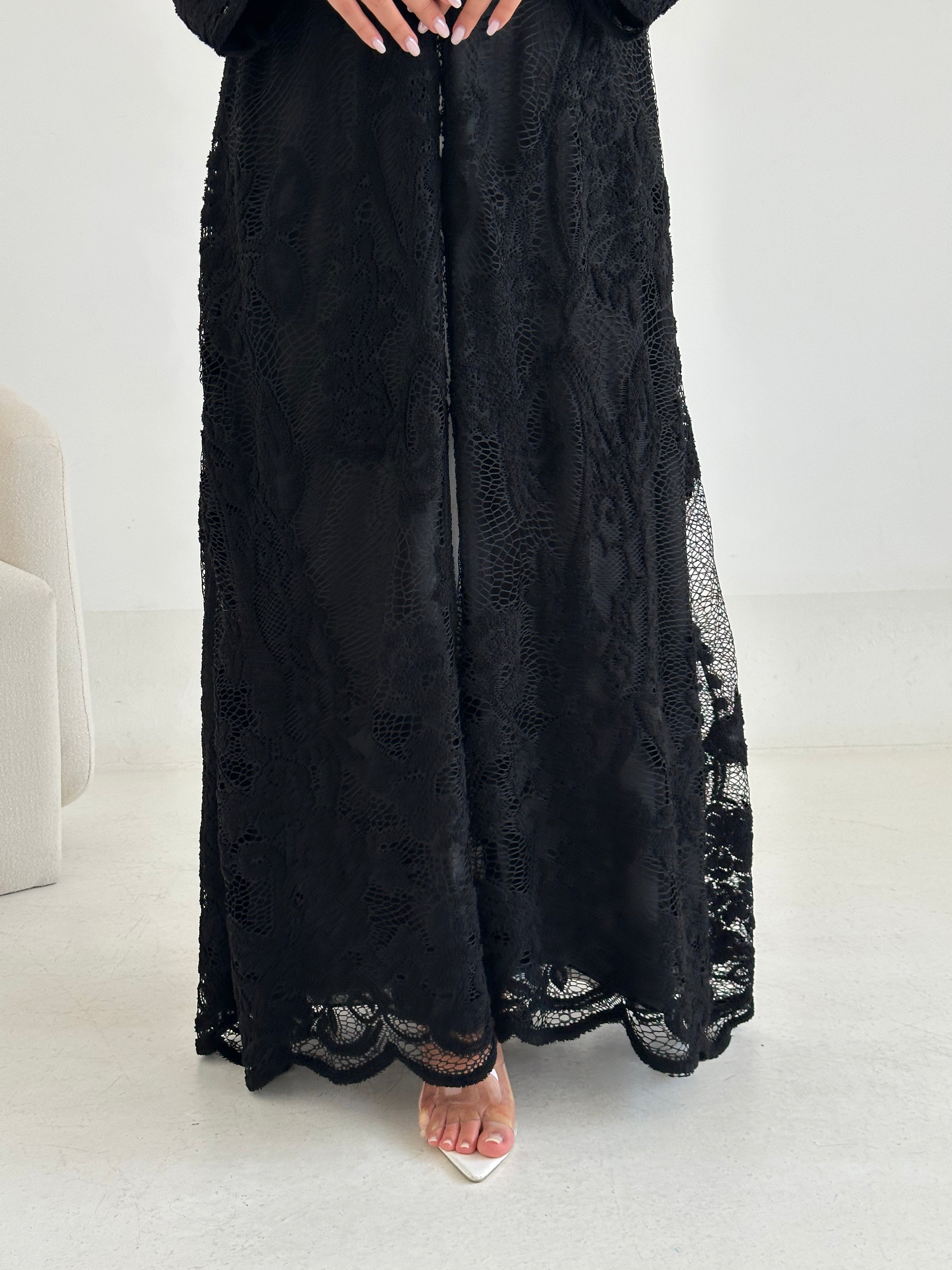 C 2641 Black Dantel Abaya