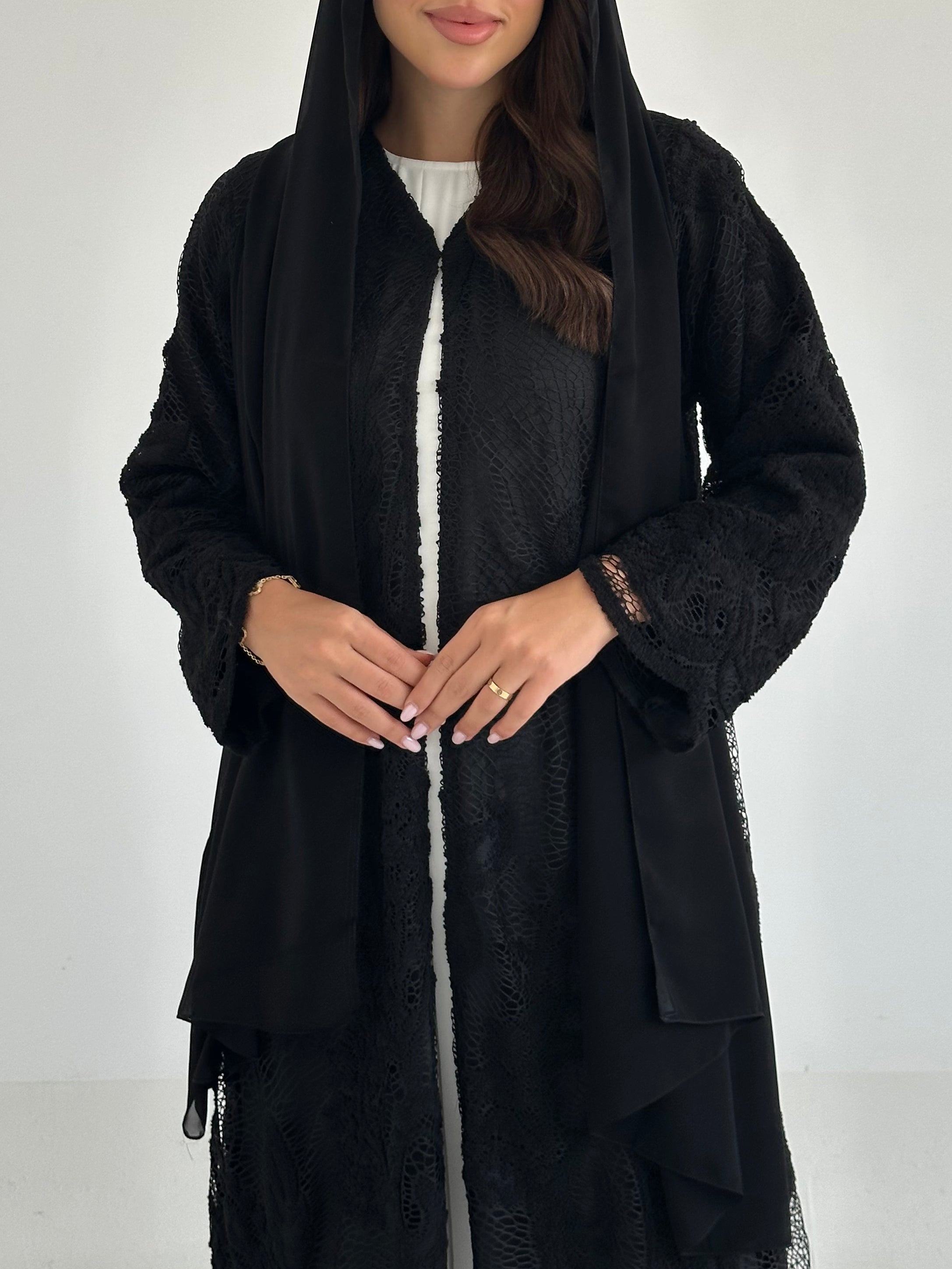 C 2641 Black Dantel Abaya