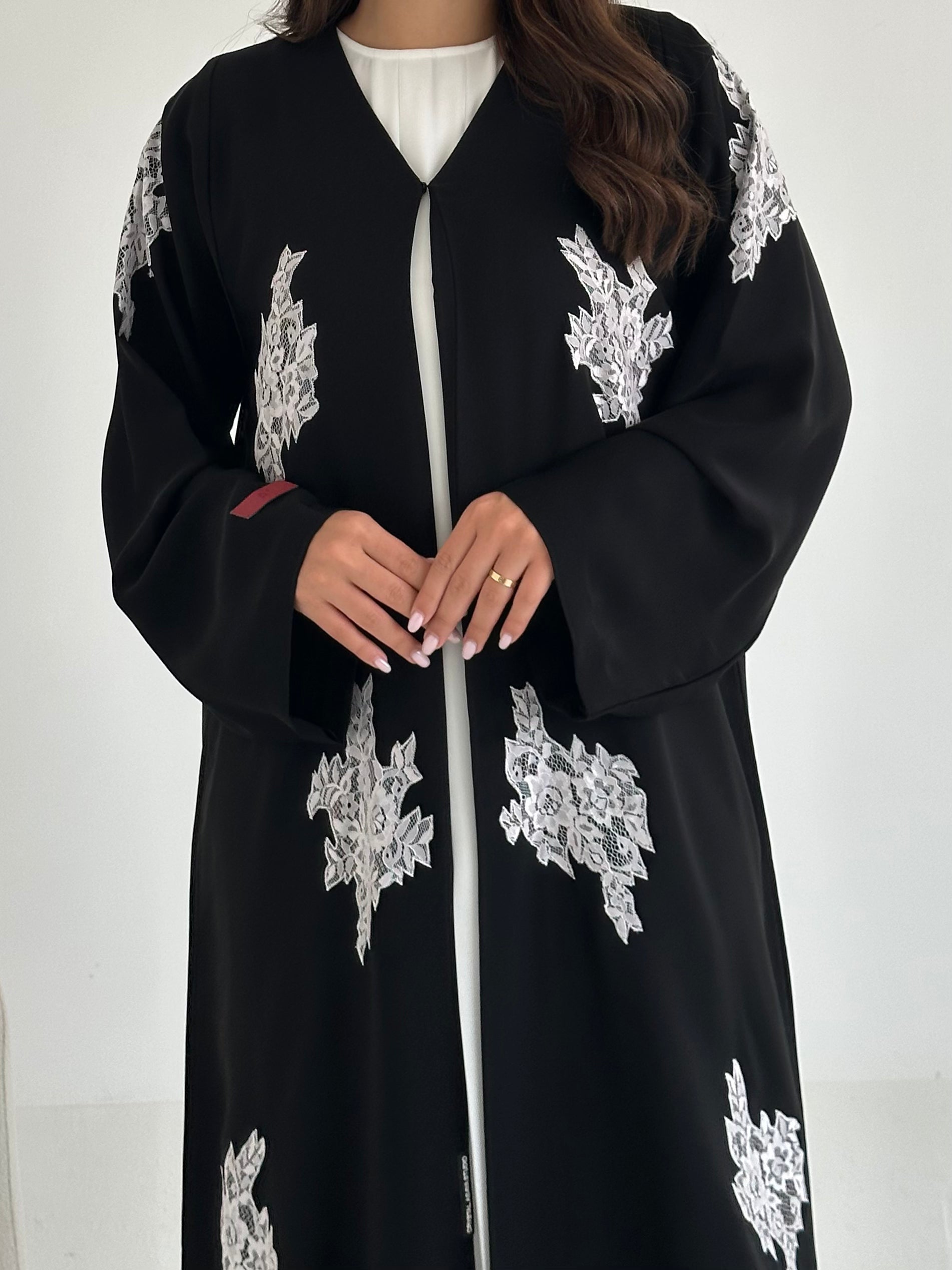 C 2643 Black Dantel Abaya