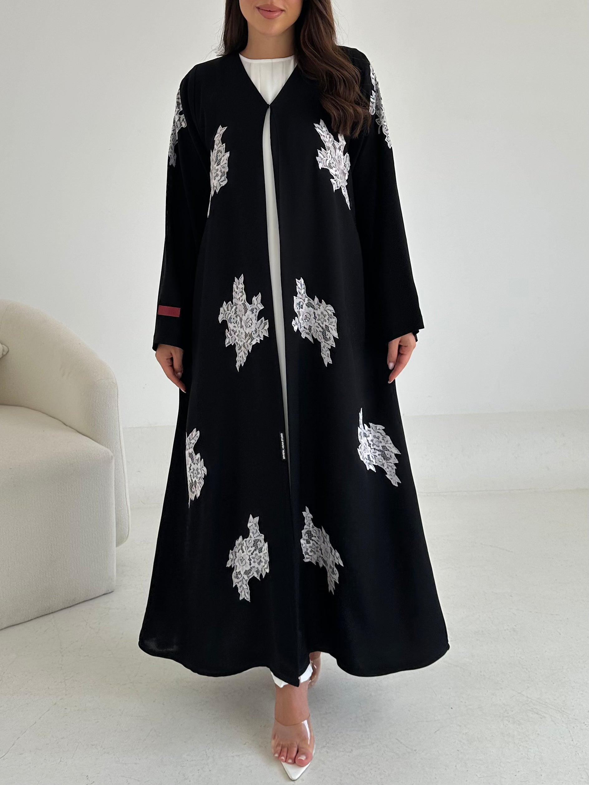 C 2643 Black Dantel Abaya