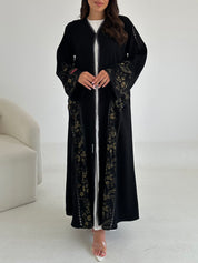 C 2645 Black Floral Lace Abaya