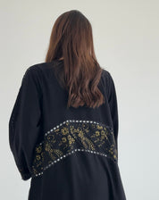 C 2645 Black Floral Lace Abaya