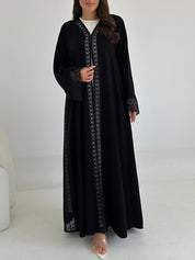 C 2646 Black Crystal Lace Abaya