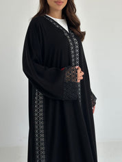 C 2646 Black Crystal Lace Abaya