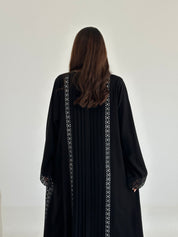 C 2646 Black Crystal Lace Abaya