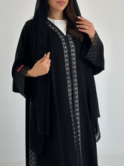 C 2646 Black Crystal Lace Abaya