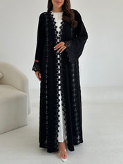 C 2648 Black Crystal Lace Abaya