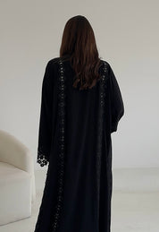 C 2648 Black Crystal Lace Abaya