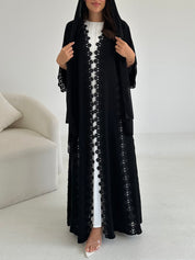 C 2648 Black Crystal Lace Abaya
