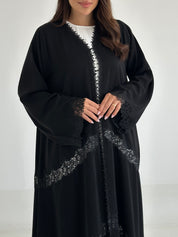 C 2649 Black Crystal Lace Abaya