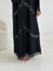 C 2649 Black Crystal Lace Abaya