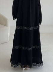 C 2649 Black Crystal Lace Abaya
