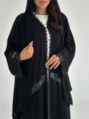 C 2649 Black Crystal Lace Abaya