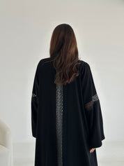 C 2650 Black Crystal Lace Abaya