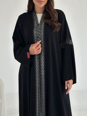 C 2650 Black Crystal Lace Abaya