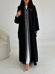 C 2650 Black Crystal Lace Abaya