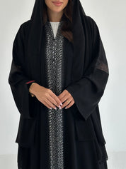 C 2650 Black Crystal Lace Abaya