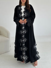 C 2651 Black Floral Lace Abaya