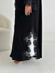 C 2651 Black Floral Lace Abaya