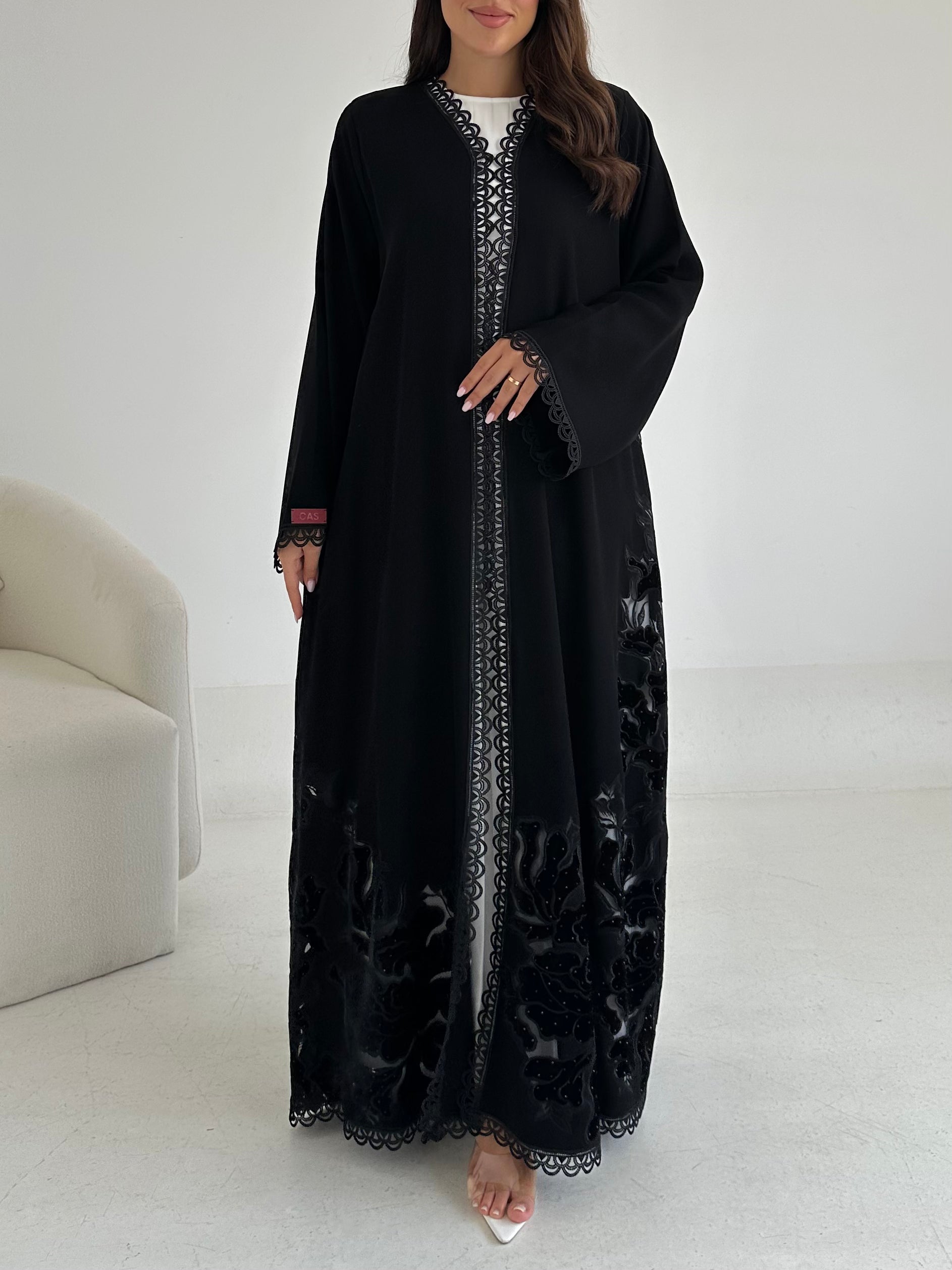 C 2652 Black Lace Abaya