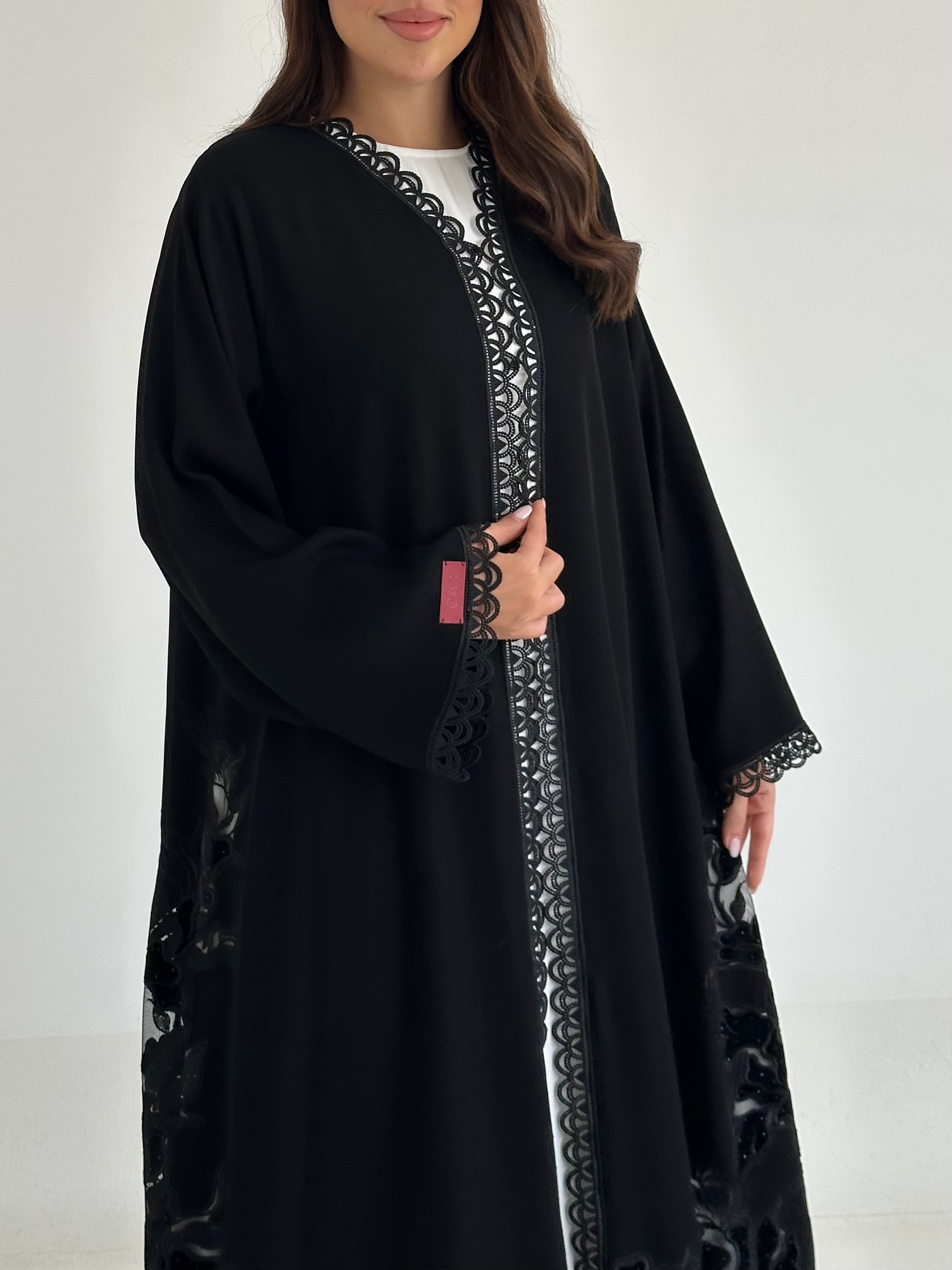 C 2652 Black Lace Abaya