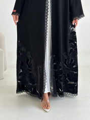 C 2652 Black Lace Abaya