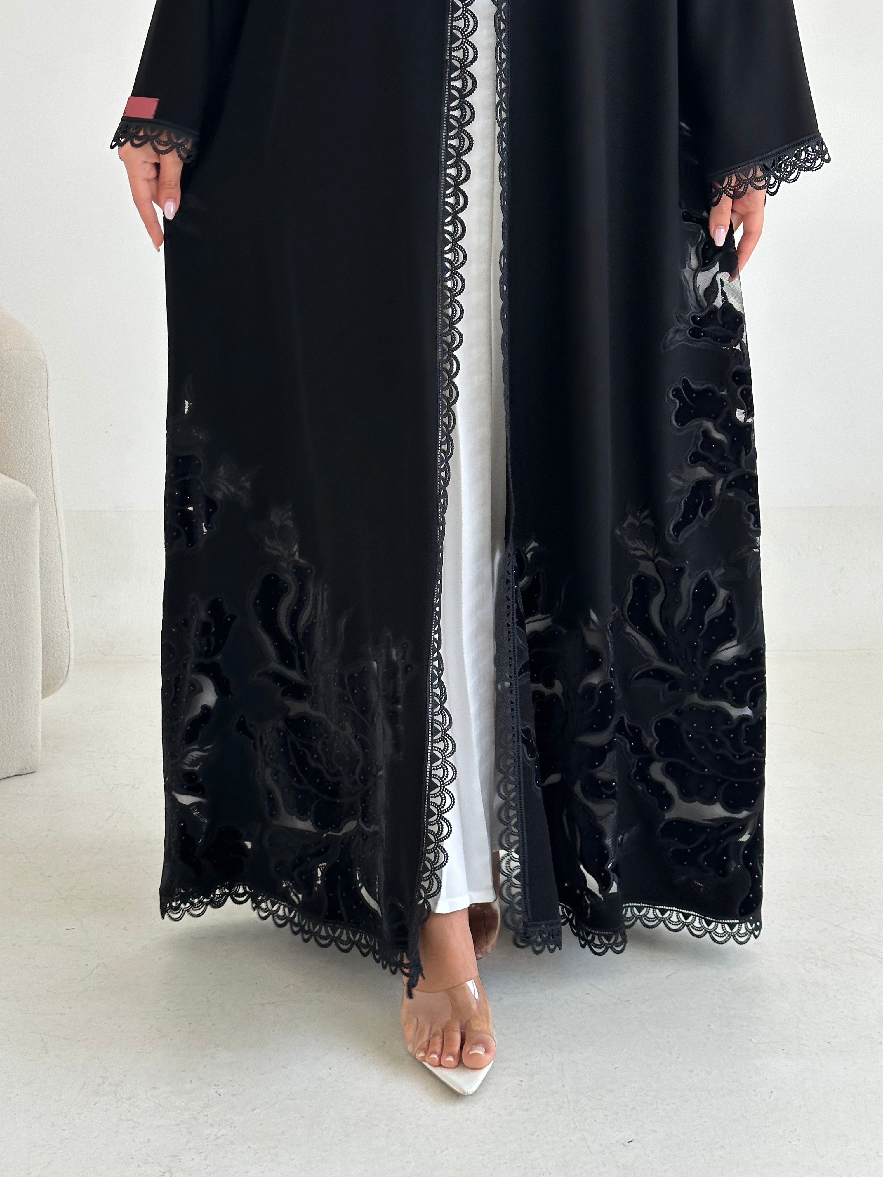 C 2652 Black Lace Abaya