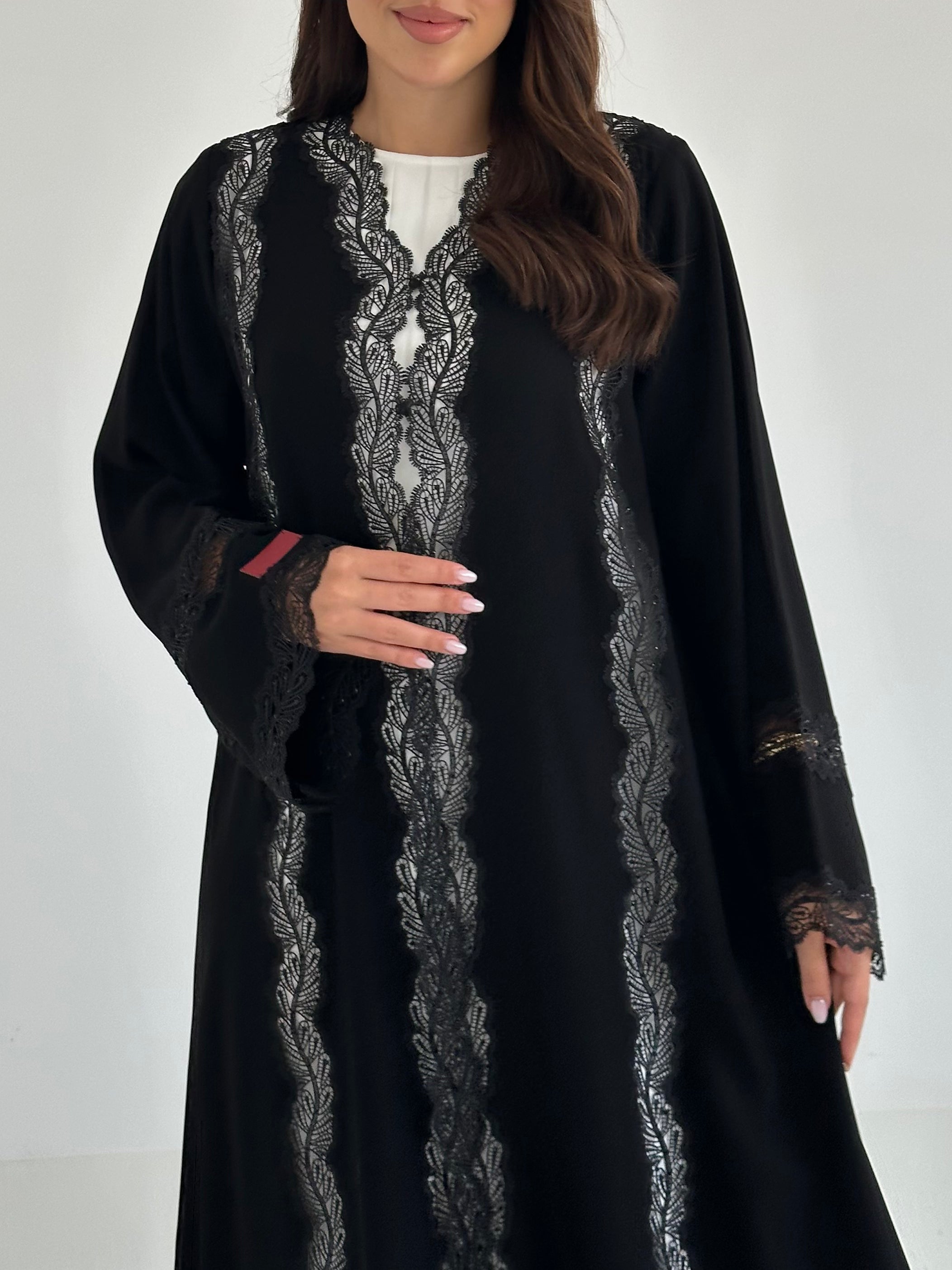 C 2653 Black Lace Abaya