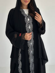C 2653 Black Lace Abaya