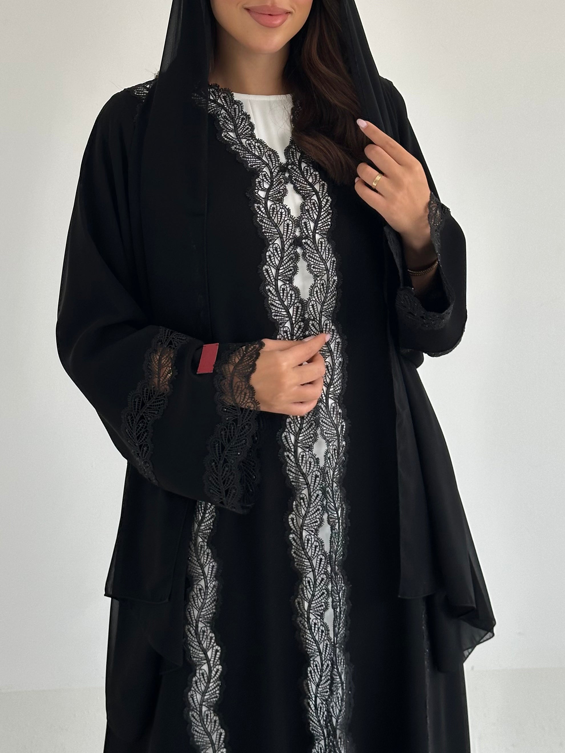 C 2653 Black Lace Abaya