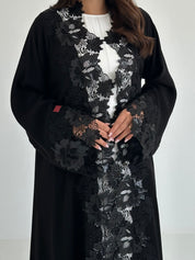 C 2654 Black Sequins Lace Abaya