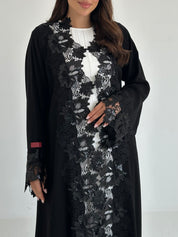 C 2654 Black Sequins Lace Abaya